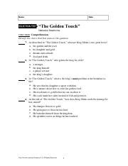 The Golden Touch by Nathaniel Hawthorne: Comprehension Questions.